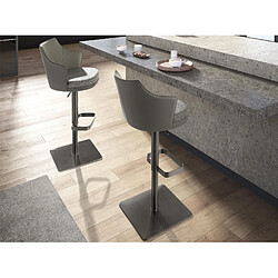 Acheter Angel Cerda Tabouret pivotant en tissu gris marbré et similicuir gris foncé