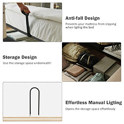 Merax Lit 180x200 Cm Avec Lampe De Lecture-usb Type-c-en Bois Massif-en Velours Côtelé-gris pas cher