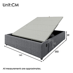 Acheter Merax Lit Simple 140×200 Cm-avec Port USB-c-avec Rangement Hydraulique-en Lin-gris
