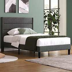 Avis Merax Lit 90x200 Cm-lit Simple Avec Sommier à Lattes-lit Enfant-lit Pour Ado-en Lin-gris