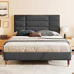 Avis Merax Lit Rembourré 140x200cm-lit Double-pour Adultes Et Adolescents-en Lin-gris