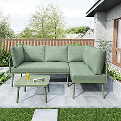 DZMDIP Salon de Jardin en fer, avec coussin de siège, pieds réglables
