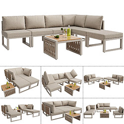 DZMDIP Salon de jardin pour 6 personnes – Inclinaison du dossier réglable – Coussins inclus
