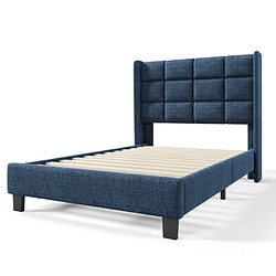 Merax Lit Rembourré-lit Double 90x200cm-lit Enfant-lit Pour Ado-en Lin-bleu pas cher