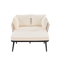 DZMDIP Canapé de jardin avec 2 coussins et 2 galettes – Coussins amovibles et lavables – Beige