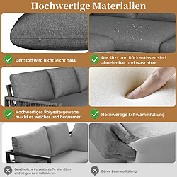 Acheter DZMDIP Ensemble salon de jardin 6-7p, canapé d'angle, pieds réglables, coussins inclus, gris