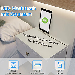 Acheter Merax Lit Chevets Intégré Imitation - LED Et Port USB/type-c - 140x200cm - Chêne Et Blanc