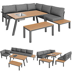 DZMDIP Ensemble jardin 6-7 pers. acier galvanisé, résistant aux intempéries, table avec glacière