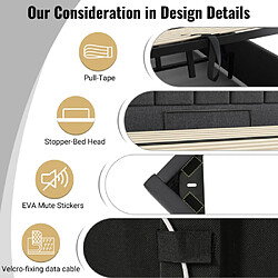 Merax Lit 180x200-lit Double Avec Rangement-éclairage LED-prises USB Et Type-c-en Lin-gris pas cher