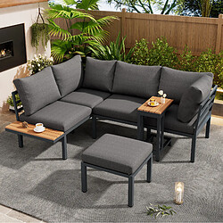 DZMDIP Salon de jardin avec table d'appoint + table basse– Tubulaire acier galvanisé