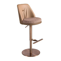 Angel Cerda Tabouret pivotant en tissu marron marbré et similicuir marron