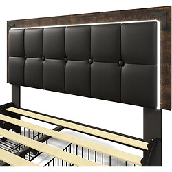 Avis Merax Cadre De Lit LED - 160x200cm - 4 Tiroirs - Tête Réglable - Pu Noir