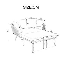 DZMDIP Canapé de jardin avec 2 coussins et 2 galettes – Coussins amovibles et lavables – Beige pas cher