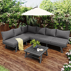 DZMDIP Salon de Jardin en Aluminium pour 5-6 Personnes, avec Inclut les coussins