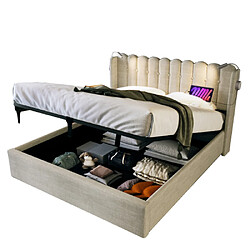 Merax Lit Double -lit Junior 140x200cm-fonction De Chargement-espace De Rangement-velours-bois