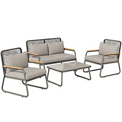 DZMDIP Salon de jardin extérieur - Pieds réglables - Inclut les coussins de siège et dossier