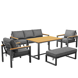 DZMDIP Salon de jardin exterieur - Siège résistant à la pluie - Adapté pour 6-7 personnes - Gris