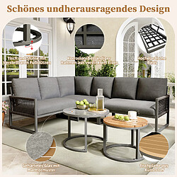 Avis DZMDIP Ensemble salon de jardin 6-7p, canapé d'angle, pieds réglables, coussins inclus, gris