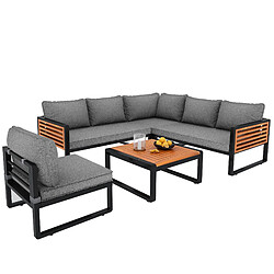 DZMDIP Salon de jardin extérieur 5-6 places - Accoudoirs décoratifs en bois - Mobilier lounge