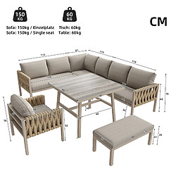 Acheter DZMDIP Salon de jardin - Ensemble moderne - 7/8 personnes - Fer galvanisé - Coussins inclus