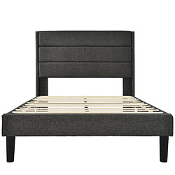 Merax Lit 90x200 Cm-lit Simple Avec Sommier à Lattes-lit Enfant-lit Pour Ado-en Lin-gris pas cher