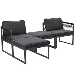 DZMDIP Salon de jardin extérieur - 2 canapés + 2 repose-pieds inclus - Hauteur réglable