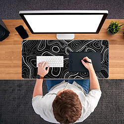 INF Grand tapis de souris – Tapis de bureau avec motif topographique Black M pas cher