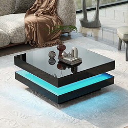 Merax Table Basse Carréee 70x70x36cm-Avec Éclairage LED 16 Couleurs-noir