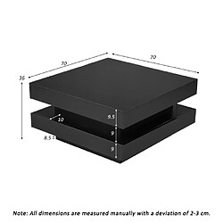 Acheter Merax Table Basse Carréee 70x70x36cm-Avec Éclairage LED 16 Couleurs-noir