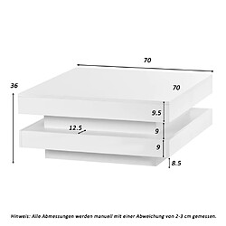 Acheter Merax Table Basse Carréee-avec Plateau Pivotant à 360°-led-blanche Laquée Brillante