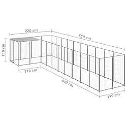 Helloshop26 Chenil extérieur cage enclos parc animaux chien argenté 7,26 m² acier 02_0000298
