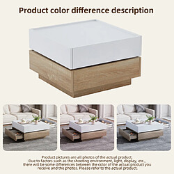 Merax Table Basse Carréee 60x60x38cm-pivotante à 360°, Plateau Tournant Avec 2 Étagères-bois pas cher