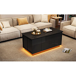 Merax Table Basse LED 4 En 1-avec 2 Tiroirs-brillance Avec Canapé Et 2 Tabourets-blanc