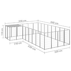 Helloshop26 Chenil extérieur cage enclos parc animaux chien argenté 10,89 m² acier 02_0000231