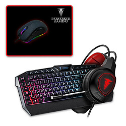 Pack Gamer Clavier Souris Casque et Tapis Berserker Gaming 4 en 1
