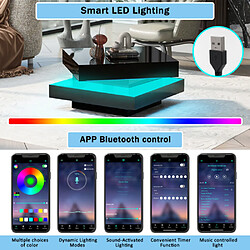 Merax Table Basse Carréee 70x70x36cm-Avec Éclairage LED 16 Couleurs-noir pas cher