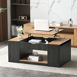 Merax Table Basse Relevable 109.5*59.7*43cm-structure Grise-rangement Sous Le Plateau-noir