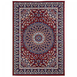 UnAmourDeTapis Tapis couloir oriental 80x300 rectangle crème et rouge tissé motif ethnique LYN1 ROSOR