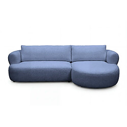 Casanova Canapé d'angle tissu chenille 4 places Gauche - Bleu