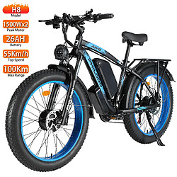 Vélo électrique Philodo H8 26" Moteur 1500Wx2 48V 26AH Bleu