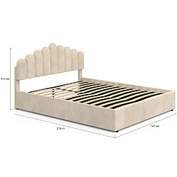 Idmarket Lit coffre 160 velours beige pas cher