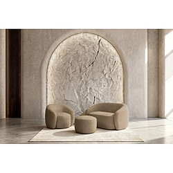 Casanova Pack Canapé droit 2 places + fauteuil + pouf tissu Café pas cher