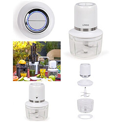 Hachoir électrique - LIVOO - 200W - Bol en verre 1,2 L - Batterie 6000 mAh - 4 lames inox