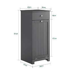Avis SoBuy Meuble salle de bain avec portabiancheria gris foncé 40.0x38.0x90.0 cm