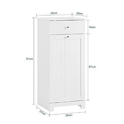 Avis SoBuy Meuble de salle de bain avec panier à linge blanc 40.0x38.0x90.0 cm