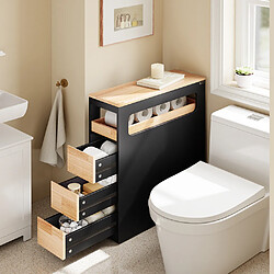 Acheter SoBuy Mobiletto salle de bain gain de place noir 23.3x65.3x82.3 cm BZR54-II-SCH