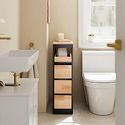 SoBuy Mobiletto salle de bain gain de place noir 23.3x65.3x82.3 cm BZR54-II-SCH pas cher