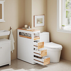 SoBuy Mobiletto salle de bain gain de place blanc 23.2x65.3x82.0 cm BZR54-IV-WN pas cher