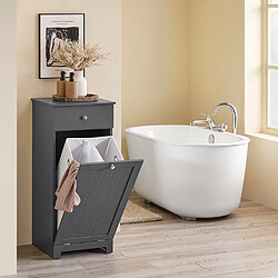 SoBuy Meuble salle de bain avec portabiancheria gris foncé 40.0x38.0x90.0 cm pas cher