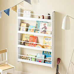 SoBuy Étagère murale pour livres enfants blanc 80.0x12.0x118.0 cm KMB08-II-W pas cher